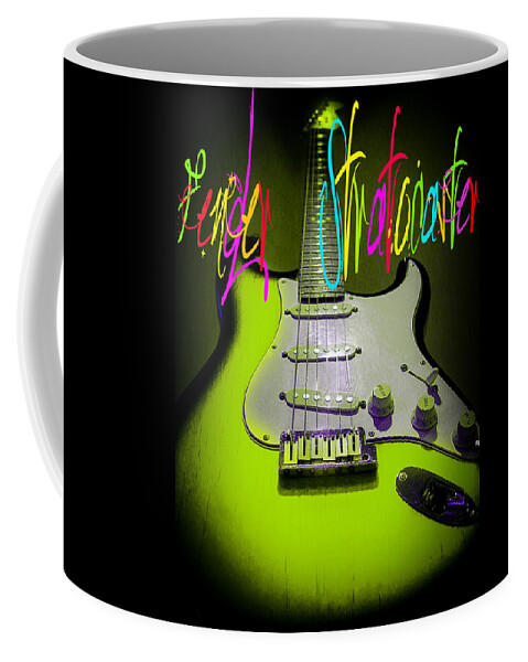 Guitar Coffee Mug featuring the digital art Green Stratocaster Guitar by Guitarwacky Fine Art