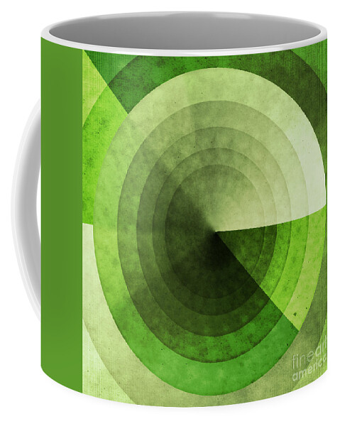 Green Coffee Mug featuring the digital art Green Grunge Circles by Phil Perkins