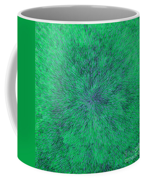 Radiation Coffee Mug featuring the painting Green Radation with Violet by Dean Triolo