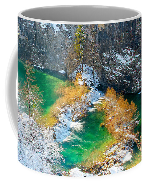 Plitvice Coffee Mug featuring the photograph Green River by Peter Kennett