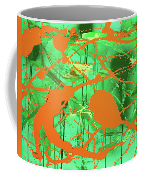 Modern Art Coffee Mug featuring the painting Green spill by Thomas Blood
