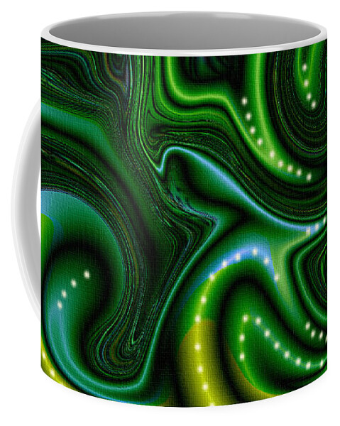 Abstract Coffee Mug featuring the digital art Green Spotted Slurvy Woads by Shelli Fitzpatrick