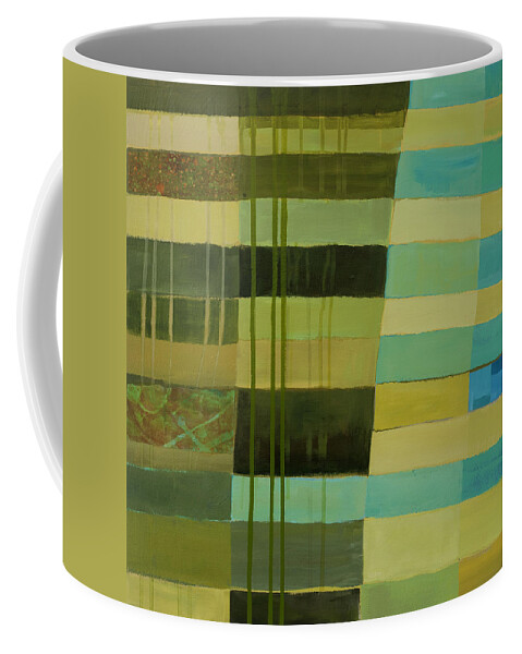 Abstract Art Coffee Mug featuring the painting Green Stripes 1 by Jane Davies