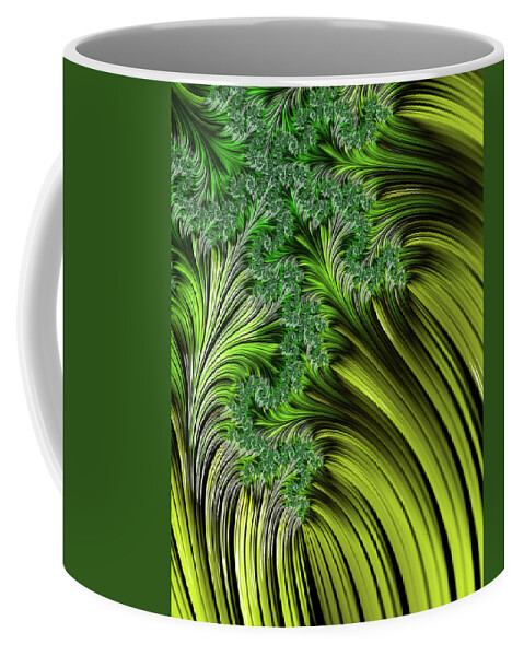 Vegetation Abstract Coffee Mug featuring the digital art Green Vegetation Abstract by Georgiana Romanovna