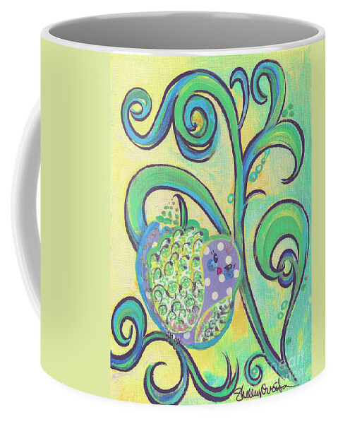 Bird Coffee Mug featuring the painting Greenbriar Birdy by Shelley Overton