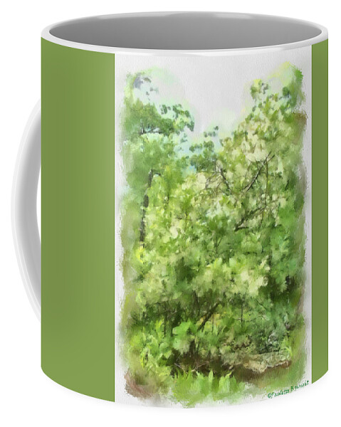 Green Coffee Mug featuring the painting Greenstone Trail by Paulette B Wright