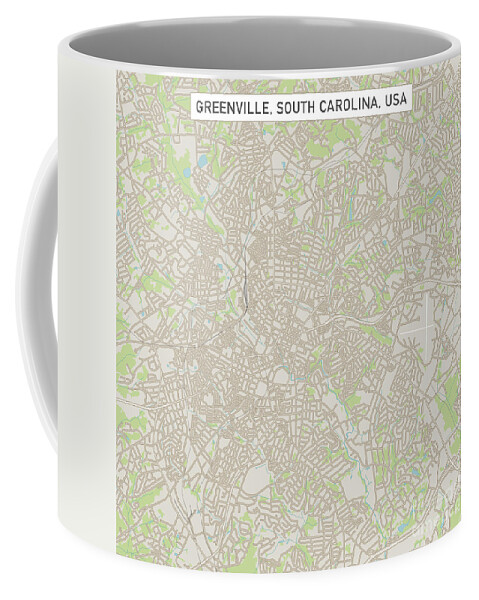 Greenville Coffee Mug featuring the digital art Greenville South Carolina US City Street Map by Frank Ramspott