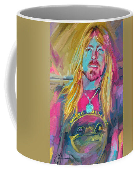 Gregg Allman Music Portrait Musician Rock Coffee Mug featuring the digital art Gregg by Scott Waters
