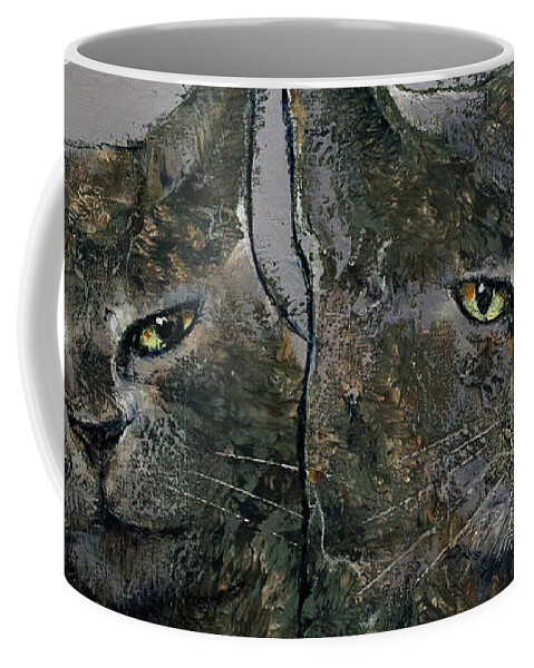 Abstract Coffee Mug featuring the painting Grey Cats by Michael Creese