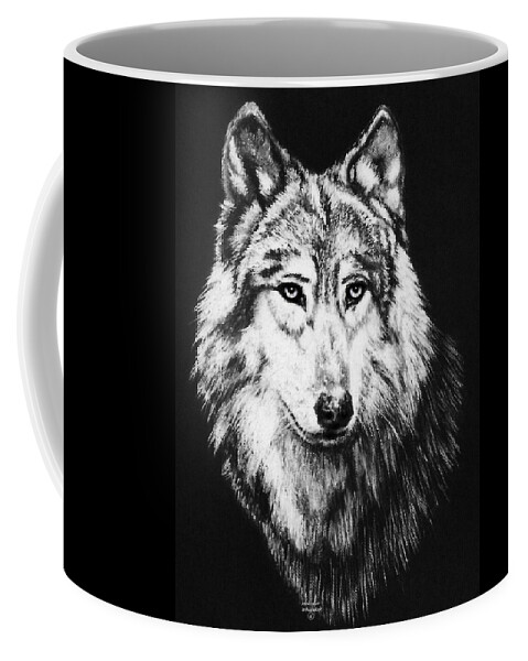 Wolves Coffee Mug featuring the pastel Grey Wolf by Melodye Whitaker