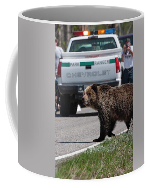 Grizzly Coffee Mug featuring the photograph Grizzly in Yellowstone by Mark Miller