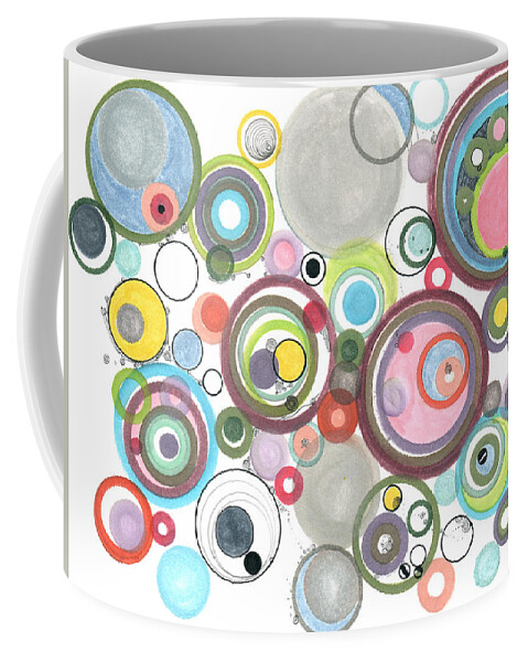 Circles Coffee Mug featuring the drawing Groovy effervescence by Regina Valluzzi