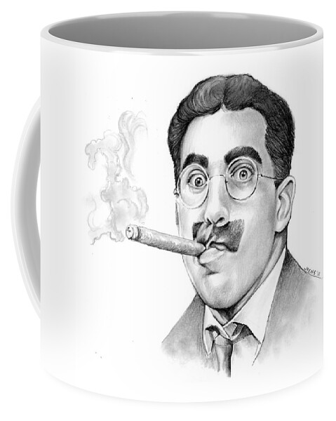 Groucho Marx Coffee Mug featuring the drawing Groucho by Greg Joens