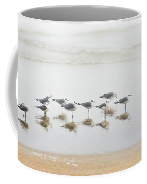 Birds Coffee Mug featuring the photograph Grounded By Fog by Christopher Holmes