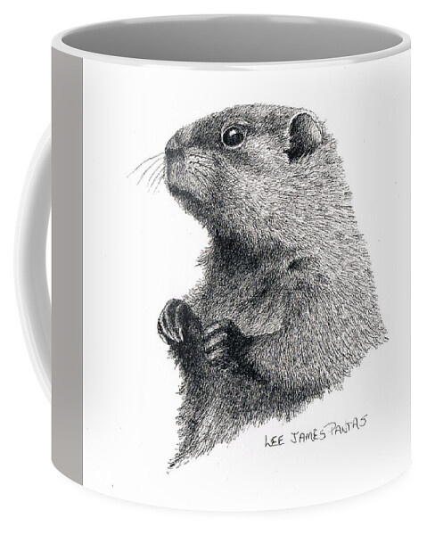 Woodchuck Coffee Mug featuring the drawing Groundhog or Woodchuck by Lee Pantas