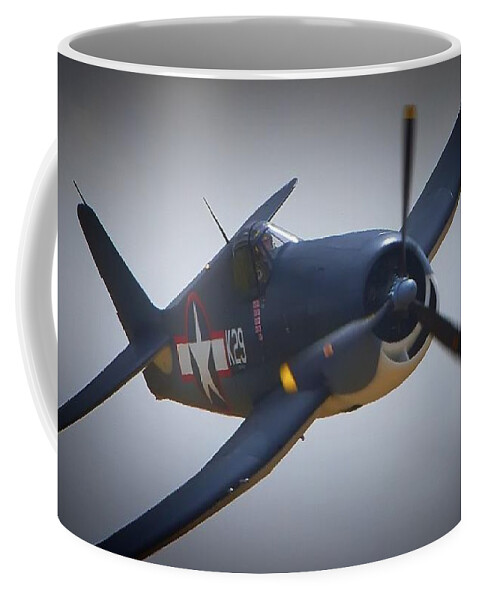 Transportation. Airplane Coffee Mug featuring the photograph Grumman F6F Hellcat K-29 by Gus McCrea