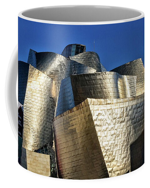Metal Coffee Mug featuring the photograph Guggenheim Museum Roof by Shirley Mitchell