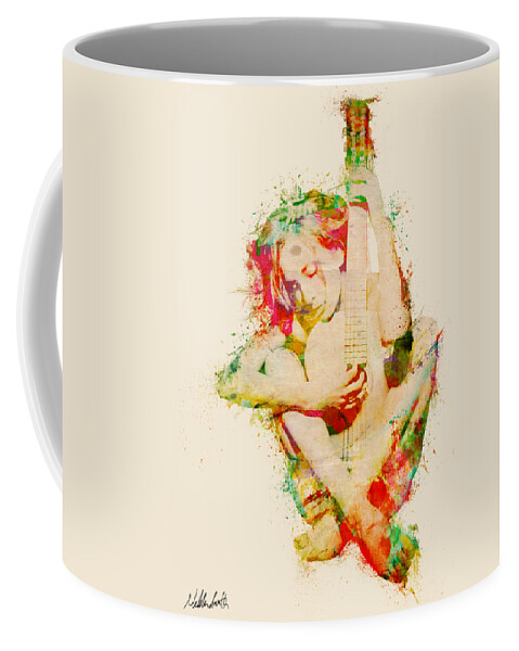 Guitar Coffee Mug featuring the digital art Guitar Lovers Embrace by Nikki Smith