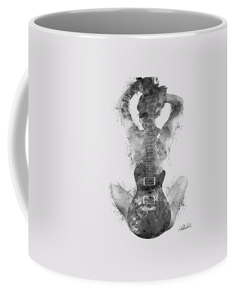 Guitar Coffee Mug featuring the digital art Guitar Siren in Black and White by Nikki Smith