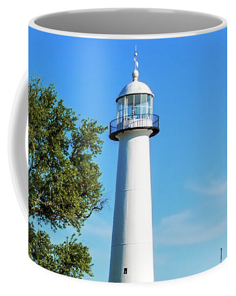 Seascape Coffee Mug featuring the photograph Gulf Coast Lighthouse Seascape Biloxi MS 3663c by Ricardos Creations