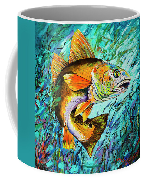 Louisiana Redfish Coffee Mug featuring the painting Gulf Coast Red by Dianne Parks