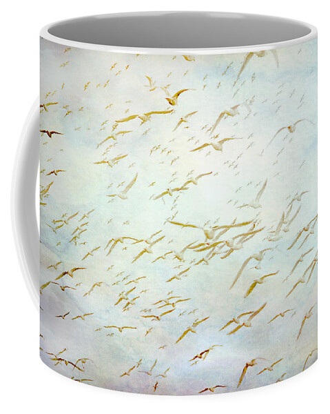 Gulls Coffee Mug featuring the painting Gulls at the Beach by Peggy Collins