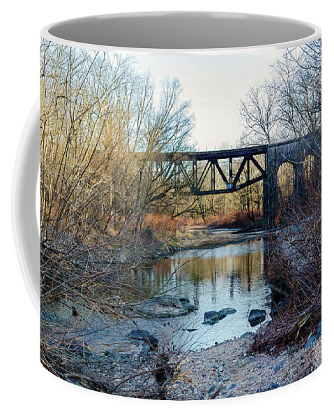 2d Coffee Mug featuring the photograph Gunpowder Falls Train Bridge - Wide View by Brian Wallace