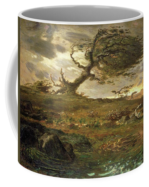 French Coffee Mug featuring the painting Gust of Wind by Jean Francois Millet