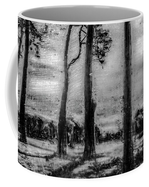Landscape Coffee Mug featuring the mixed media Hagley Park Treescape by Roseanne Jones