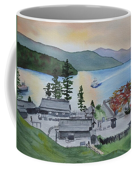 Hakone Coffee Mug featuring the painting Hakone Checkpoint by Kelly Miyuki Kimura