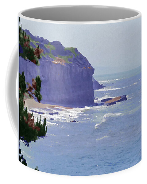 Seascape Coffee Mug featuring the digital art Half Moon Bay Sand Cliffs 1 by Richard Thomas