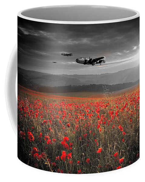 Handley Page Halifax Coffee Mug featuring the digital art Halifax Bomber Boys by Airpower Art
