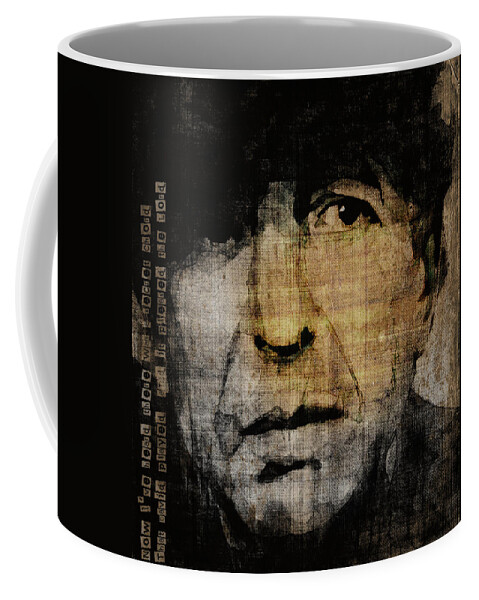 Leonard Cohen Coffee Mug featuring the painting Hallelujah Leonard Cohen by Paul Lovering