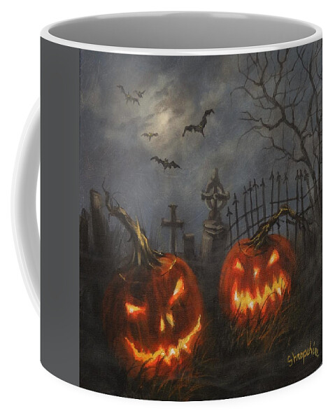 Halloween Coffee Mug featuring the painting Halloween on Cemetery Hill by Tom Shropshire