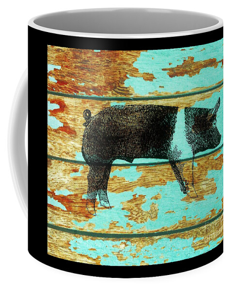 Hampshire Boar Coffee Mug featuring the drawing Hampshire Boar 1 by Larry Campbell