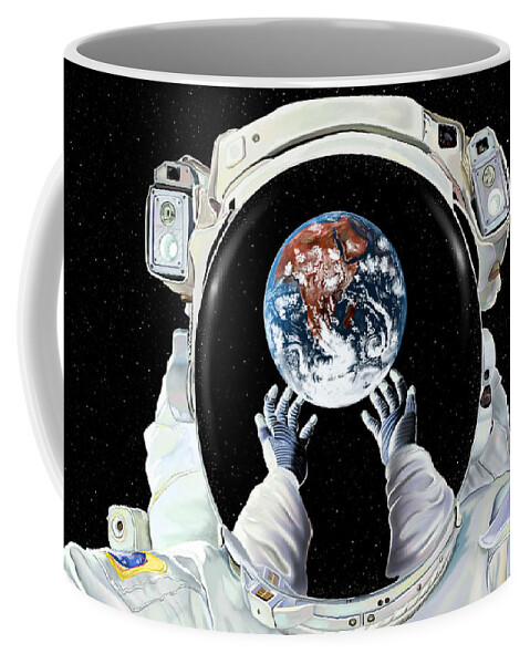 Astronaut Coffee Mug featuring the digital art Handle With Care by Norman Klein