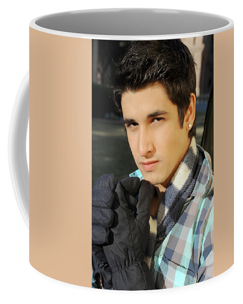 Sexy Coffee Mug featuring the photograph Handsome Young Man with Sexy Eyes by Gunther Allen