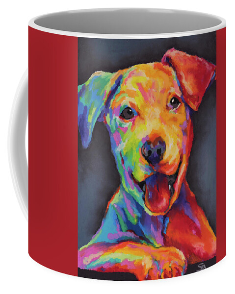 Dog Coffee Mug featuring the painting Hap by Stephen Anderson