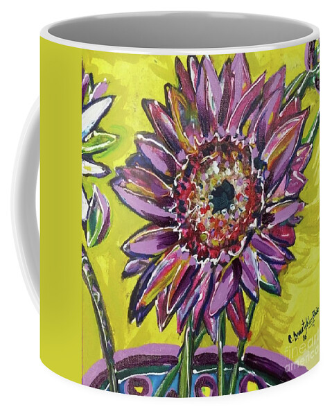 Floral Coffee Mug featuring the painting Happy Flower by Catherine Gruetzke-Blais