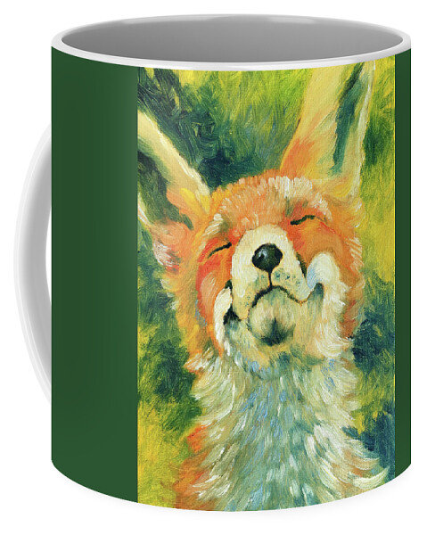 Fox Coffee Mug featuring the painting Happy Fox by AnneMarie Welsh