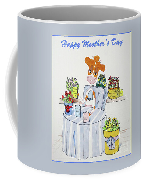 Ruthie-moo Coffee Mug featuring the drawing Happy Moother's Day 2 by Joan Coffey
