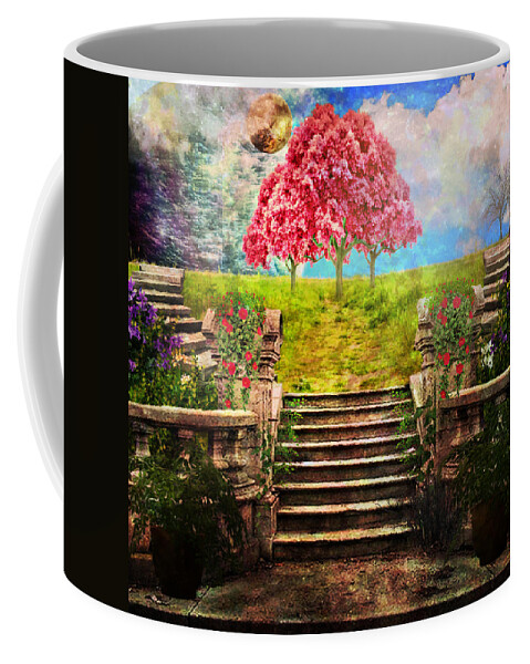 Happy Place Coffee Mug featuring the mixed media Happy Place by Ally White