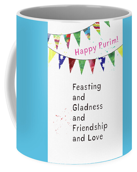 Purim Coffee Mug featuring the mixed media Happy Purim Card- Art by Linda Woods by Linda Woods