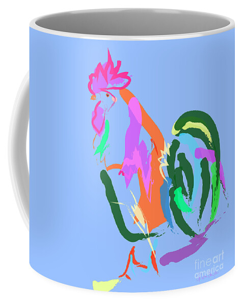 Rooster Coffee Mug featuring the painting Happy Rooster by Go Van Kampen