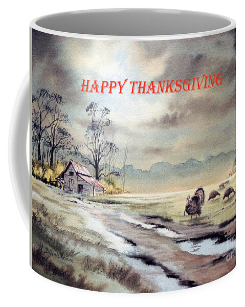 Happy Thanksgiving Card Coffee Mug featuring the painting Happy Thanksgiving by Bill Holkham