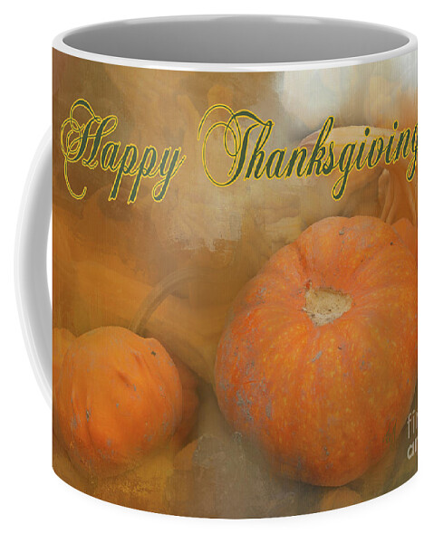 Happy Thanksgiving Coffee Mug featuring the digital art Happy Thanksgiving by Victoria Harrington