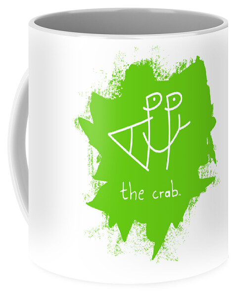 Happy Coffee Mug featuring the mixed media Happy the Crab - green by Chris N Rohrbach