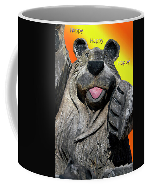 Black Bear Coffee Mug featuring the photograph Happy Wooden Bear Craving by Thomas Woolworth