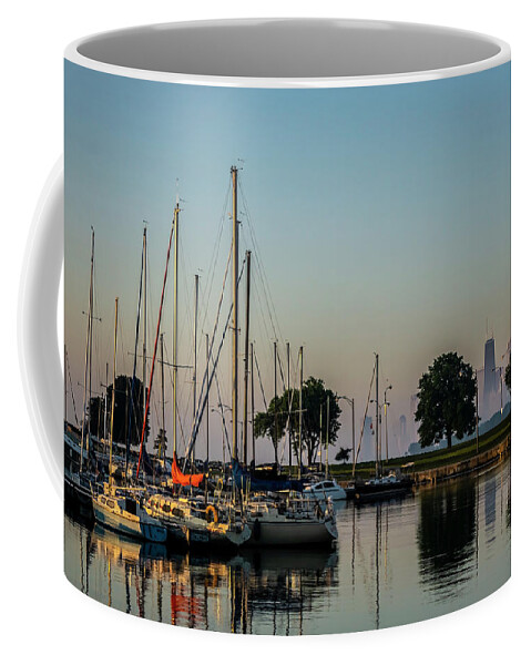 Sailboat Coffee Mug featuring the photograph Harbor and Chicago Skyline by Sven Brogren