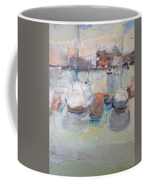 Harbor Coffee Mug featuring the painting Harbor Sailboats by Suzanne Giuriati Cerny